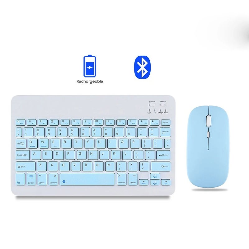 Bluejw Universal Bluetooth Keyboard Mouse Combo Spanish Slim Wireless Keyboard and Mouse Set for Office & Mobile, Gaming Compatible - Image 2